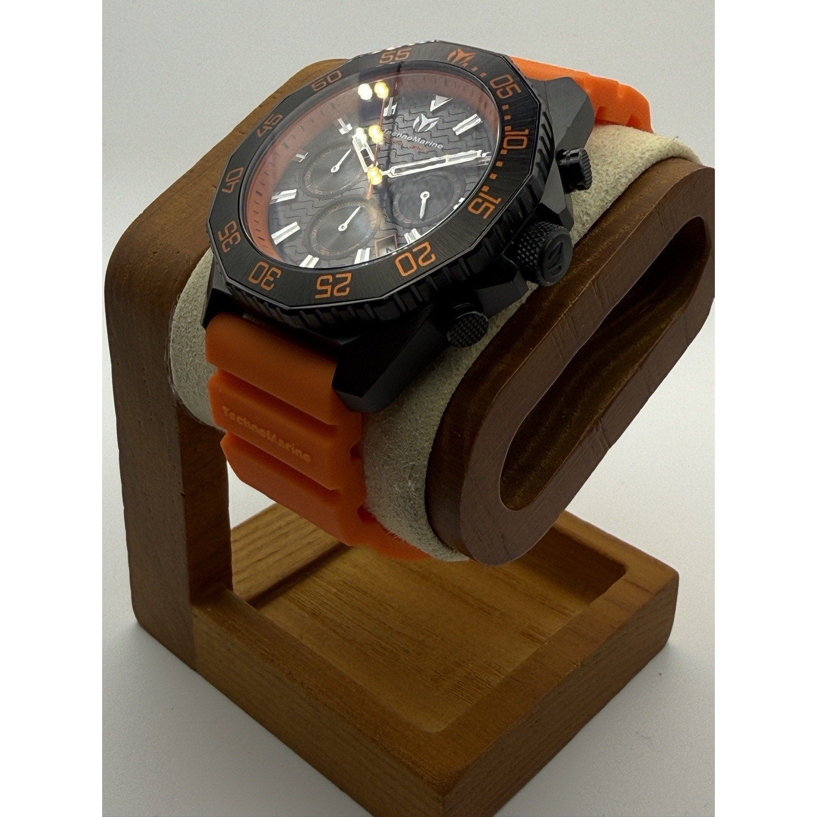 TechnoMarine Mare Vivo TM-225076 Chronograph Orange Silicone Black Dial Watch