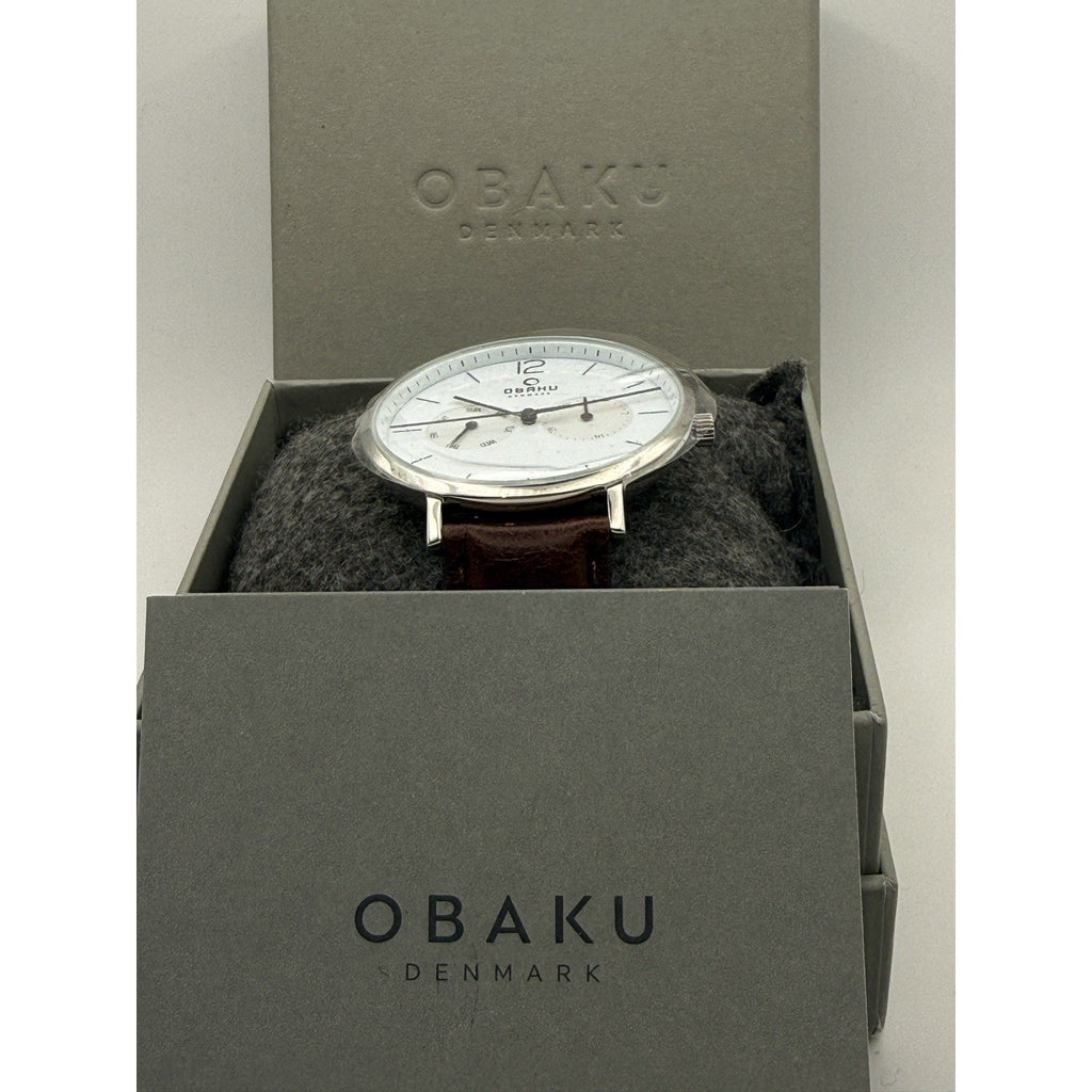 Obaku Denmark Flod Walnut Men’s Watch - V182GMCWRN - Multi-Function - NEW w/ Box