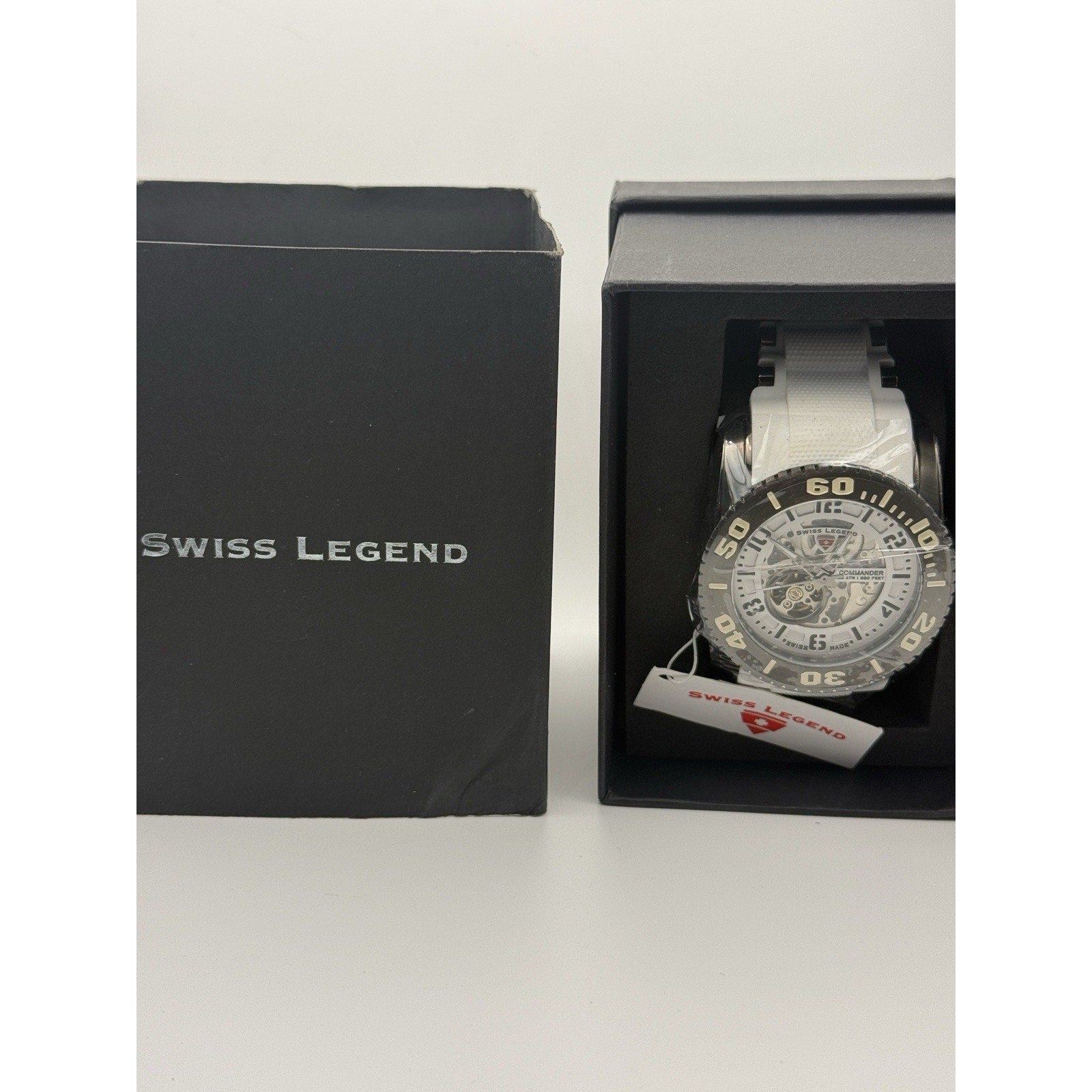 NOS Swiss Legend Commander Skeleton Automatic White SL-10068A-GM-02 50mm NEW