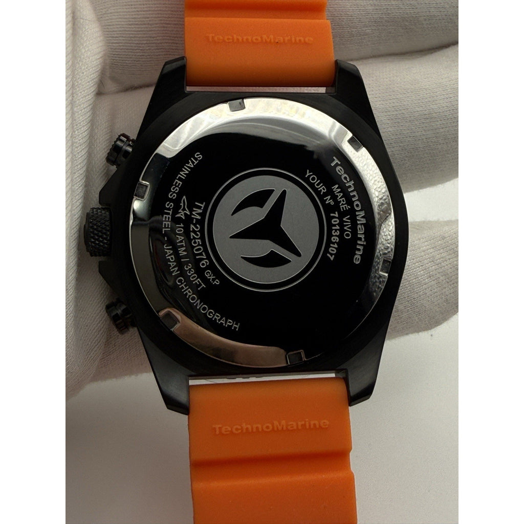 TechnoMarine Mare Vivo TM-225076 Chronograph Orange Silicone Black Dial Watch