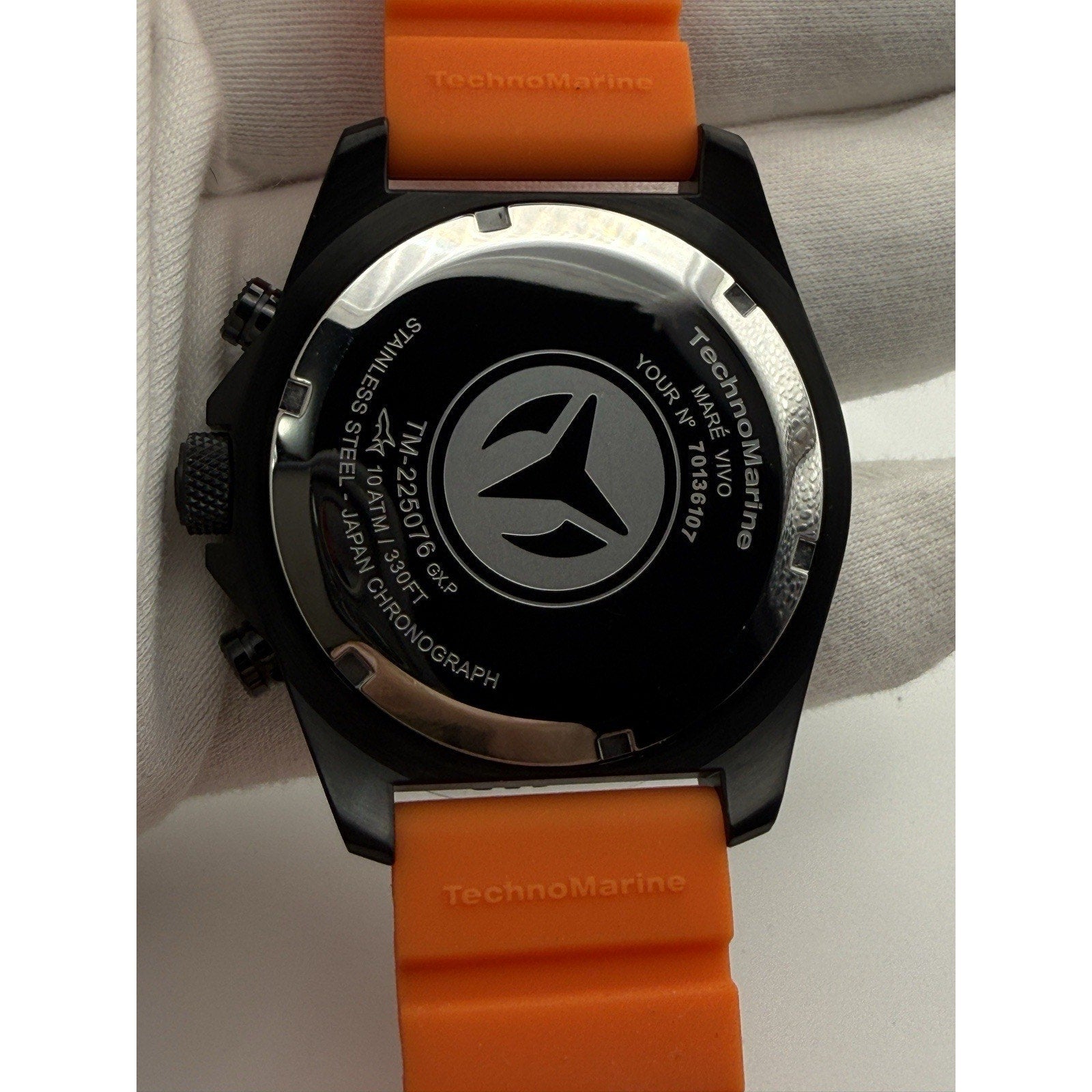 TechnoMarine Mare Vivo TM-225076 Chronograph Orange Silicone Black Dial Watch