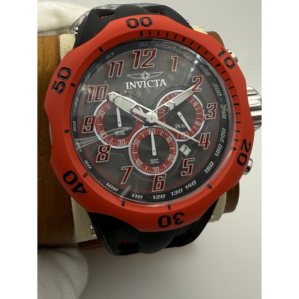 Invicta Venom Hydra Chronograph 52mm Red Bezel Black Dial Silicone Watch 48237