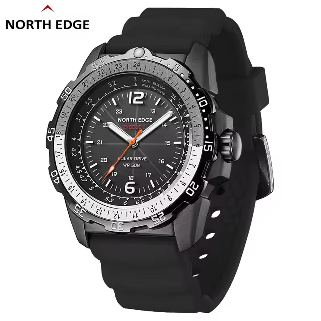 North Edge Evoque 2 Solar Powered Watch - Brand New In Box - Orange & Black Band