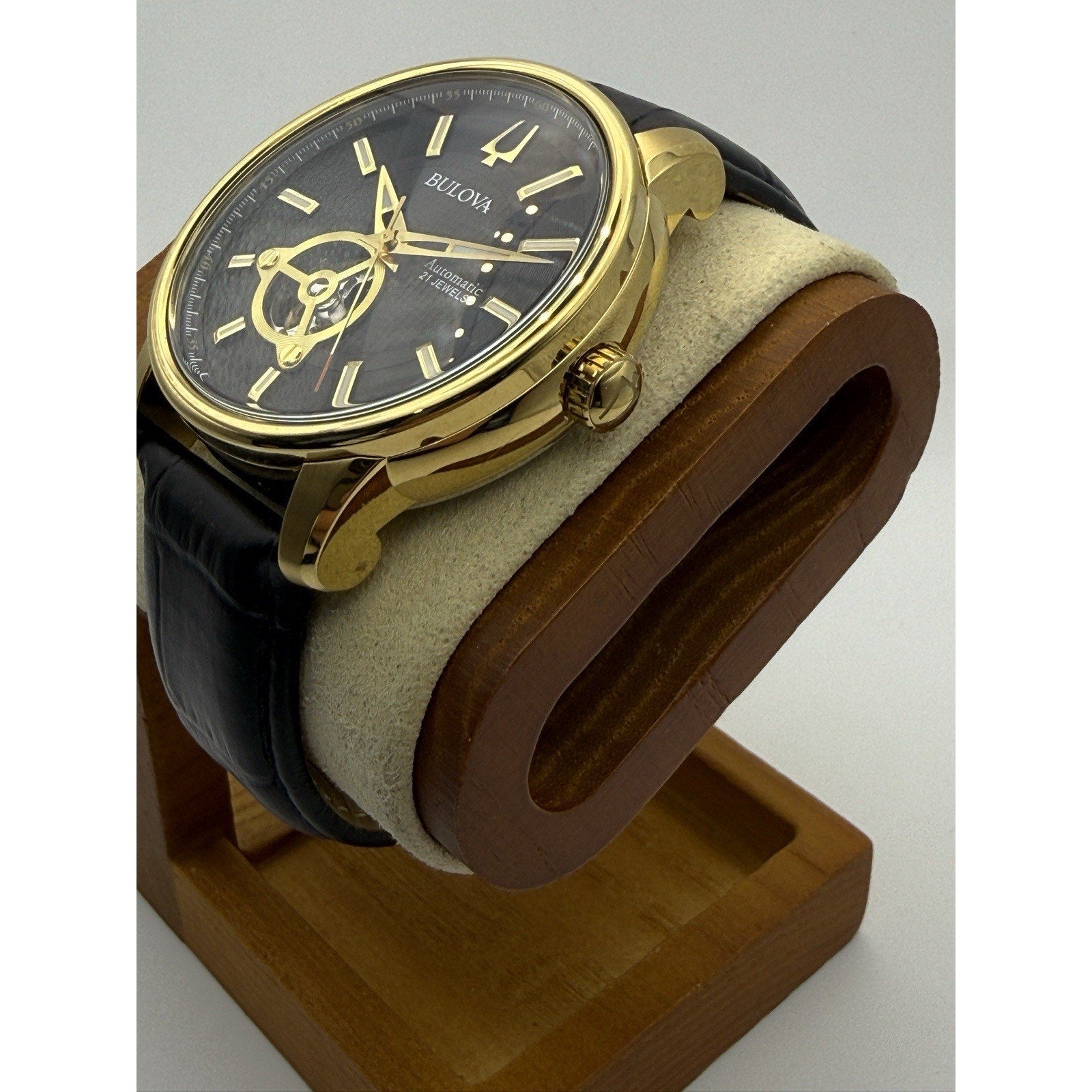 Bulova 97A166 Classic Automatic Gold Tone Open Heart Men's Watch - Box Included