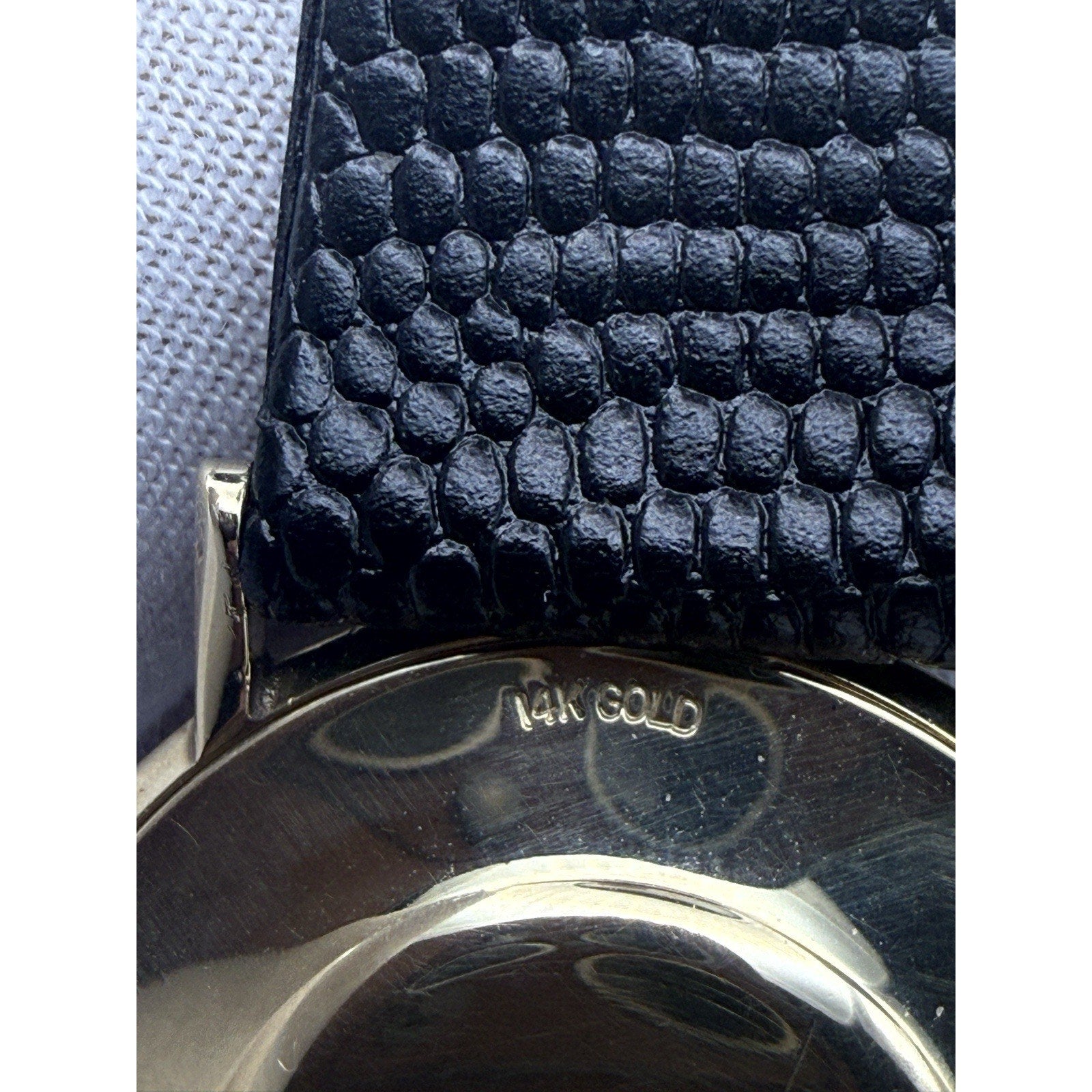 Vintage 14K Solid Gold Omega Diamond Accent Black Dial Hand-Wind Watch Ref D6672