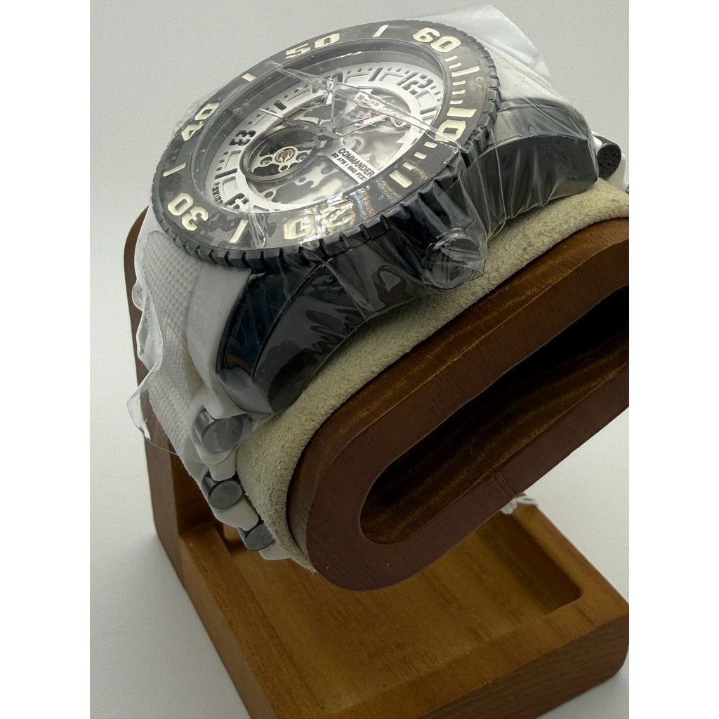 NOS Swiss Legend Commander Skeleton Automatic White SL-10068A-GM-02 50mm NEW