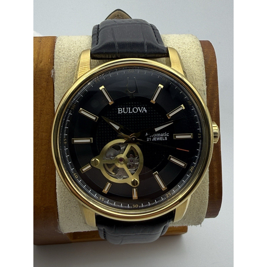 Bulova 97A166 Classic Automatic Gold Tone Open Heart Men's Watch - Box Included