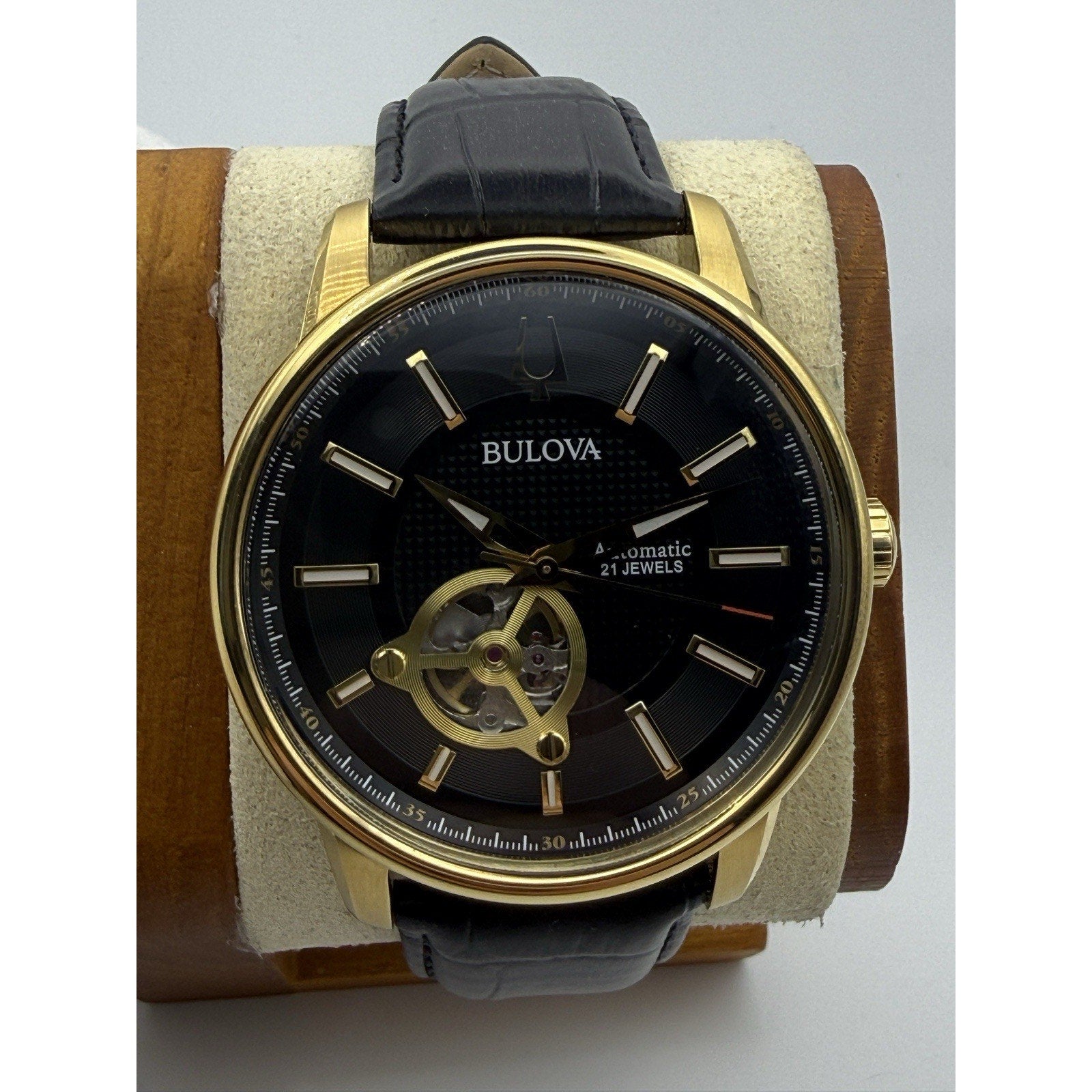 Bulova 97A166 Classic Automatic Gold Tone Open Heart Men's Watch - Box Included