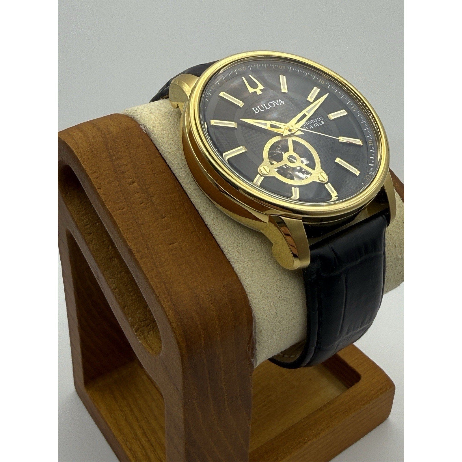 Bulova 97A166 Classic Automatic Gold Tone Open Heart Men's Watch - Box Included