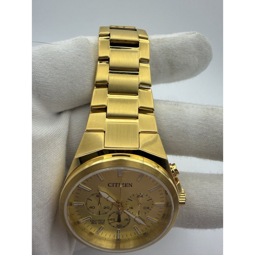 Citizen AN8172-53P Gold Chronograph Quartz Men's Watch 100M WR Date Box & Tag