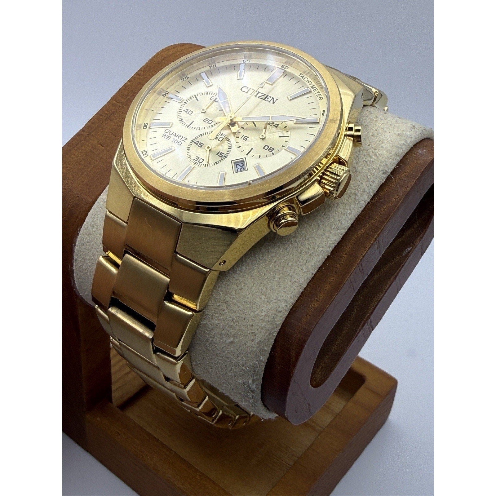 Citizen AN8172-53P Gold Chronograph Quartz Men's Watch 100M WR Date Box & Tag