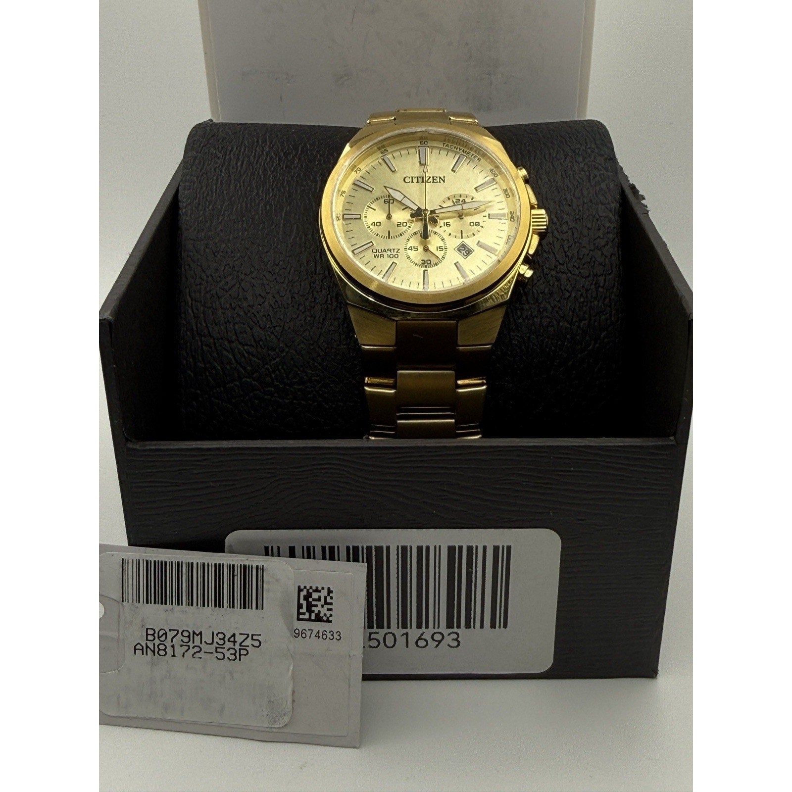 Citizen AN8172-53P Gold Chronograph Quartz Men's Watch 100M WR Date Box & Tag