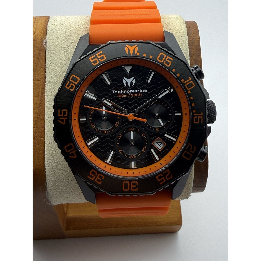 TechnoMarine Mare Vivo TM-225076 Chronograph Orange Silicone Black Dial Watch