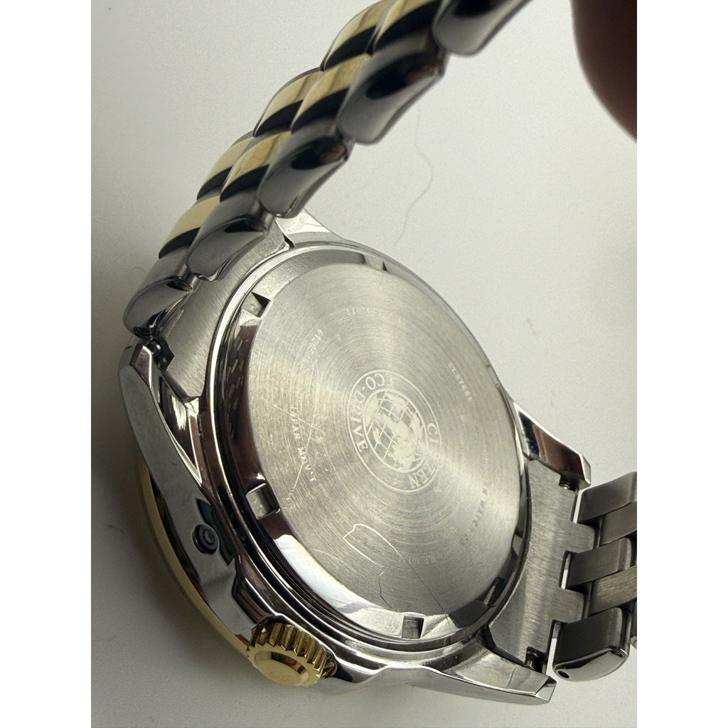 Citizen Men's Two Tone Eco-Drive Watch Blue Moonphase Calendar BU0054-52L Solar