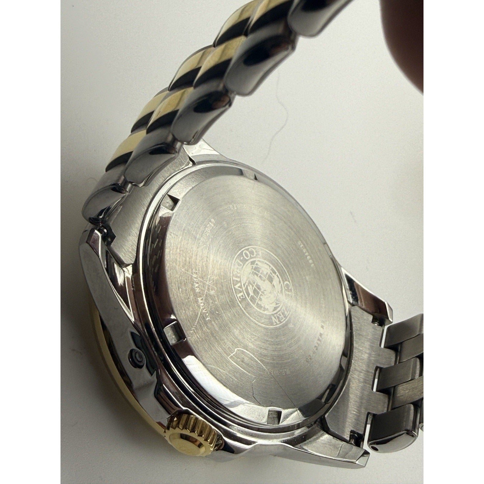 Citizen Men's Two Tone Eco-Drive Watch Blue Moonphase Calendar BU0054-52L Solar
