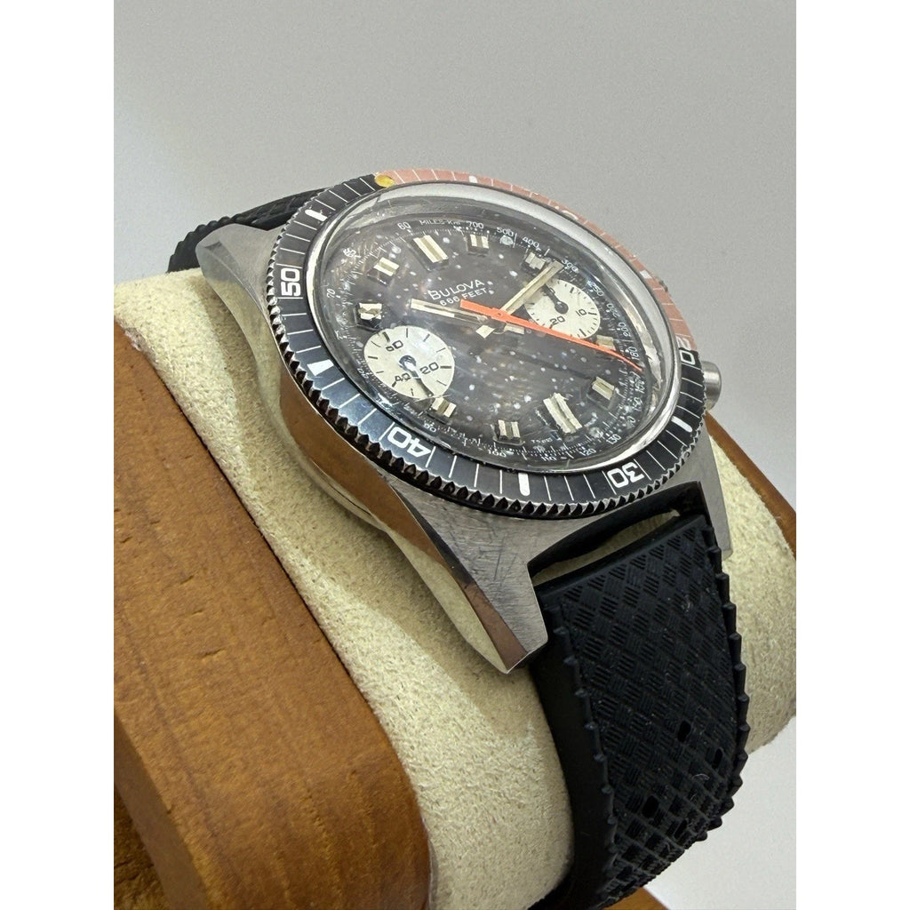 Vintage 1972 Bulova Deep Sea Chronograph B 666 Devil Diver Valjoux 7733 Patina N