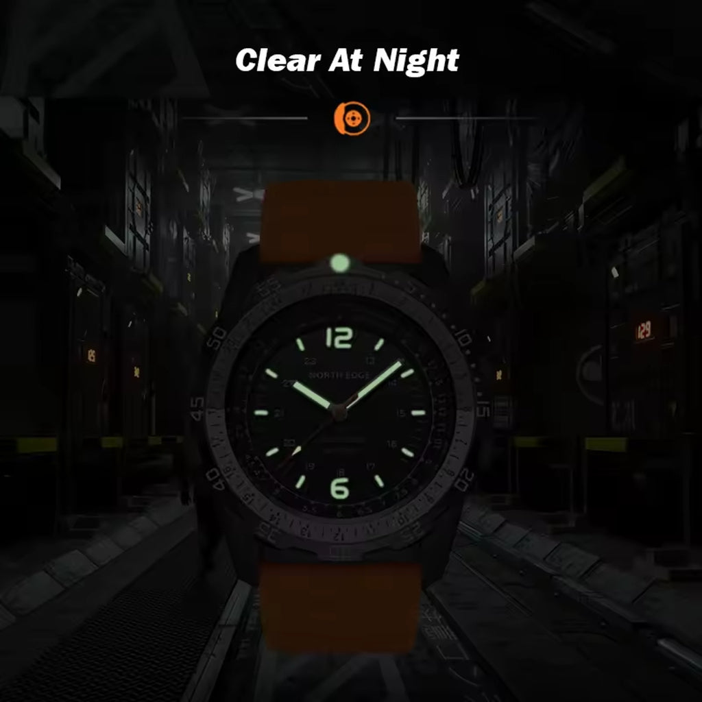 North Edge Evoque 2 Solar Powered Watch - Brand New In Box - Orange & Black Band