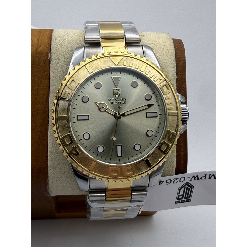 Montres Prestige MPW-0264 Two-Tone Gold Diver Style Men's Watch New