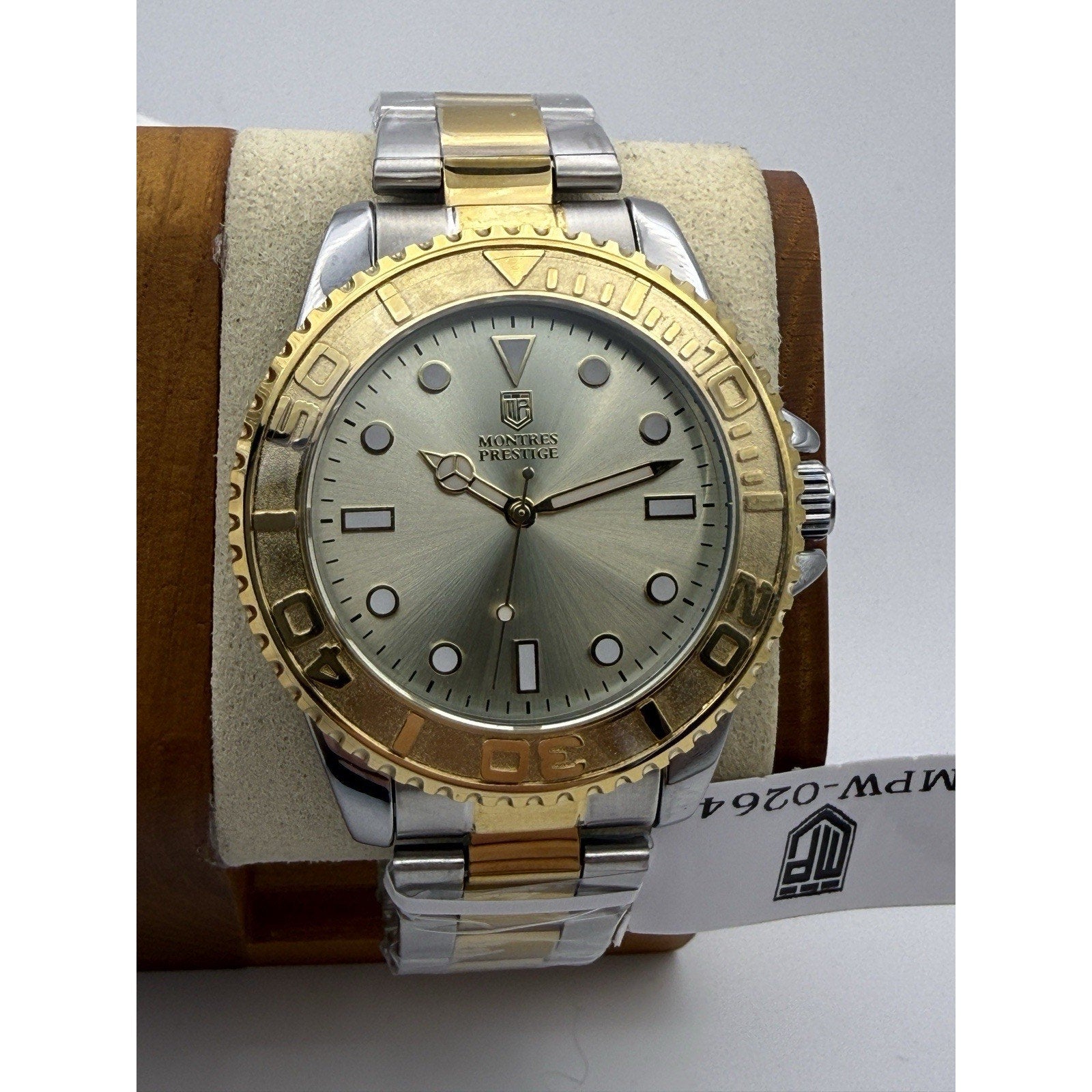 Montres Prestige MPW-0264 Two-Tone Gold Diver Style Men's Watch New