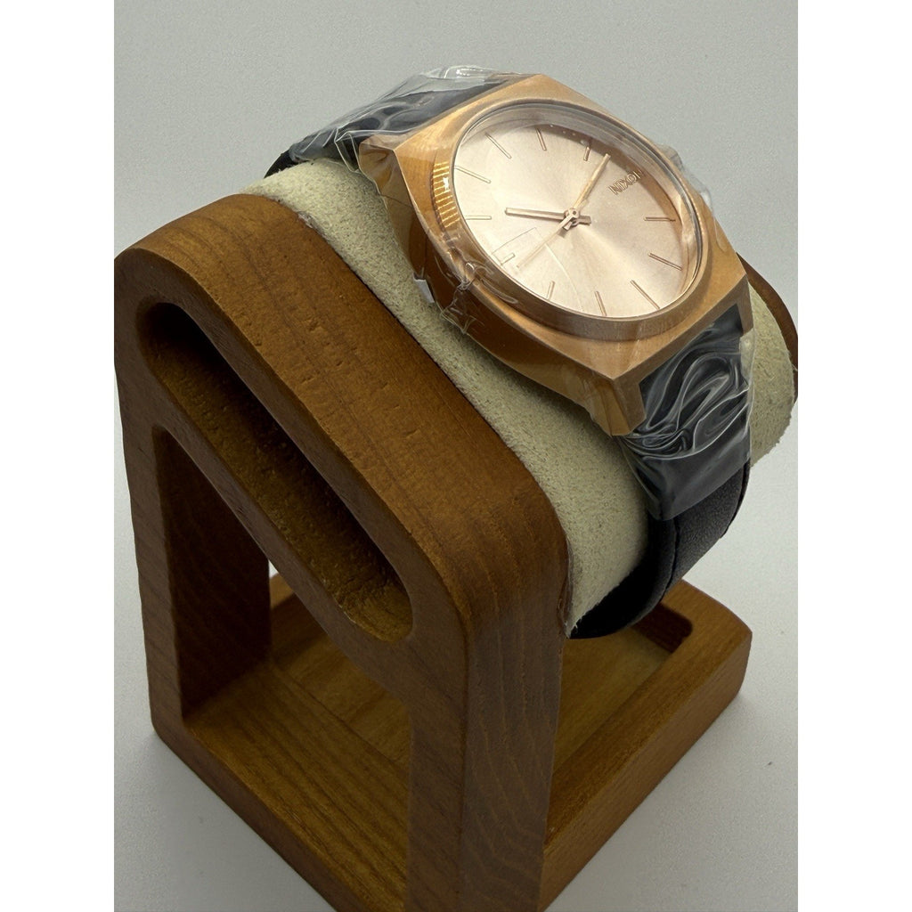 Nixon Time Teller Watch Rose Gold Black Leather NEW A045 1932 37mm Unisex 100m