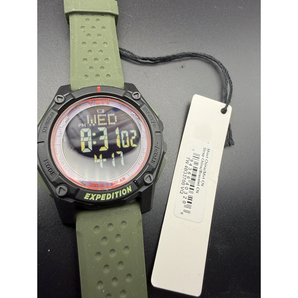 Timex Expedition Solar Powered Digital Watch Green Strap 100M TW4B33700 NWT