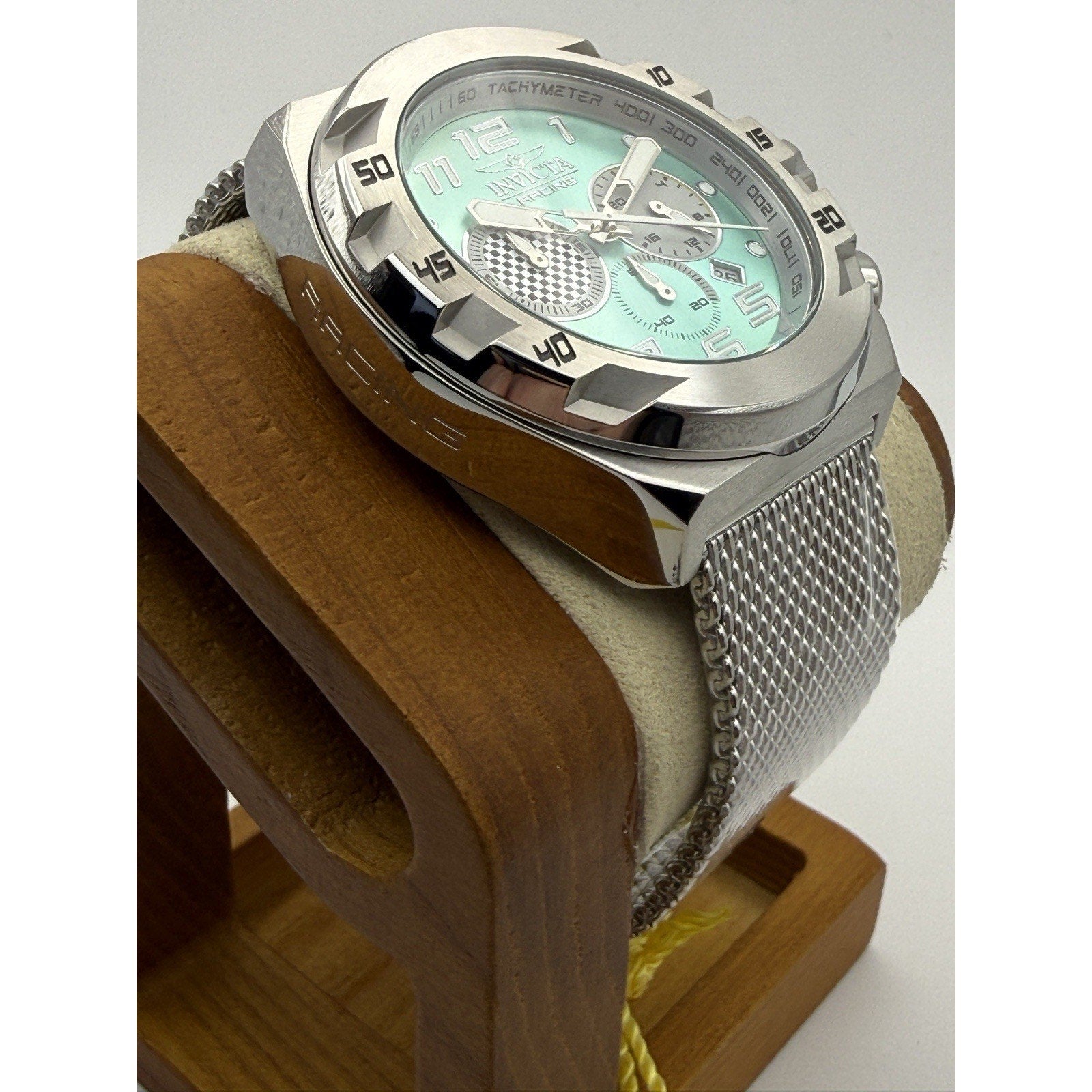 Invicta Racing Chronograph Model 47202 - Mint Green Dial - Mesh Bracelet