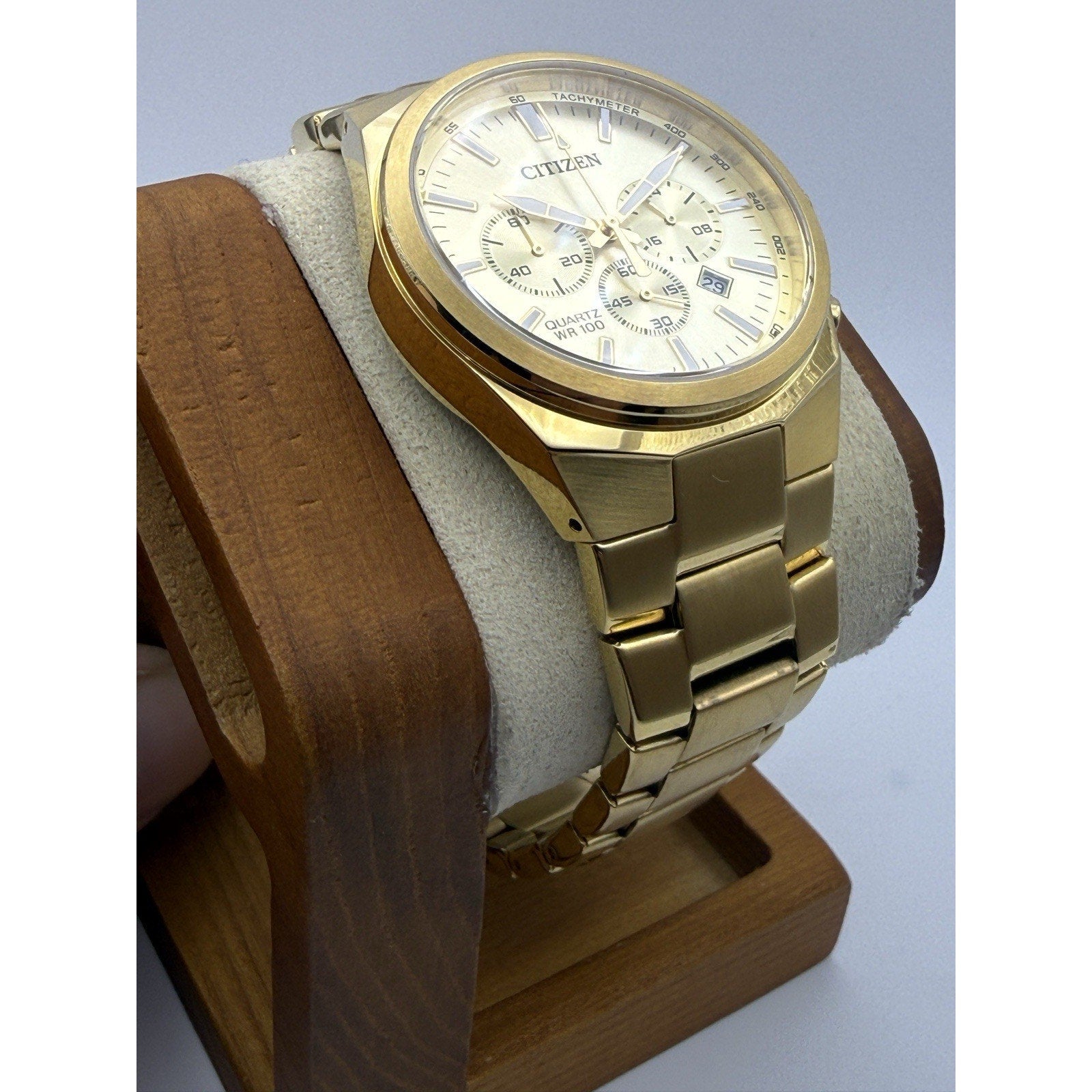 Citizen AN8172-53P Gold Chronograph Quartz Men's Watch 100M WR Date Box & Tag