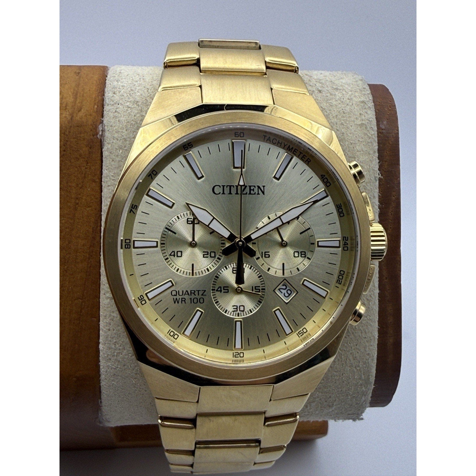 Citizen AN8172-53P Gold Chronograph Quartz Men's Watch 100M WR Date Box & Tag