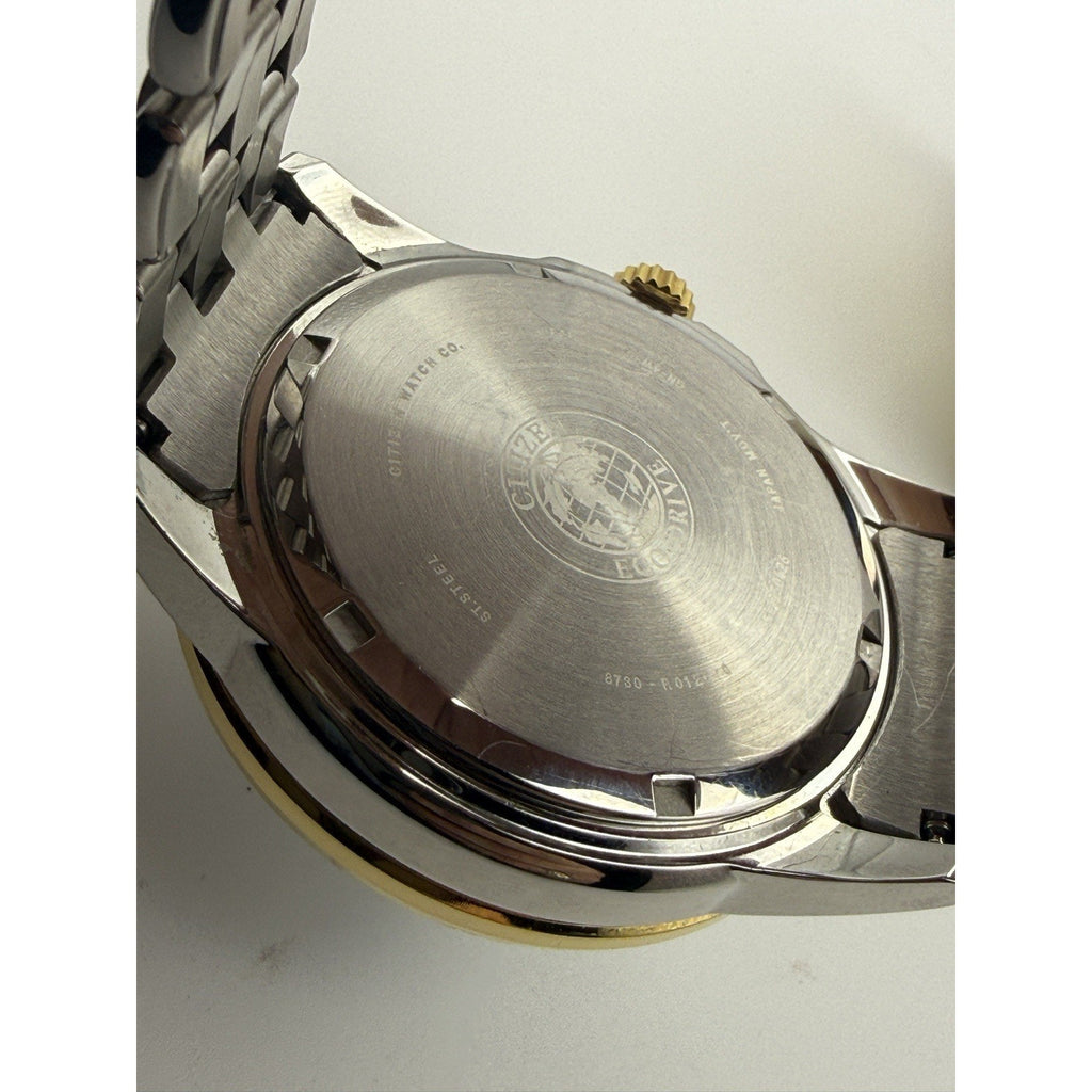 Citizen Men's Two Tone Eco-Drive Watch Blue Moonphase Calendar BU0054-52L Solar