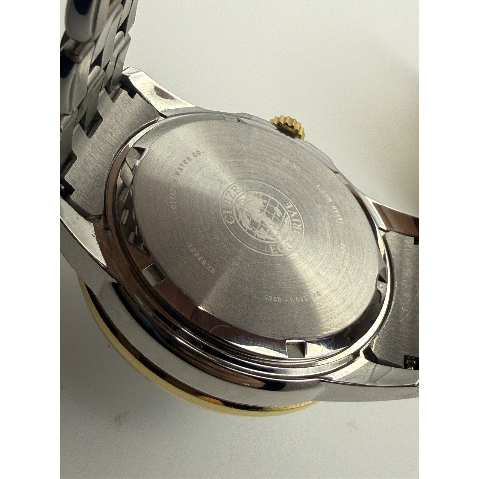 Citizen Men's Two Tone Eco-Drive Watch Blue Moonphase Calendar BU0054-52L Solar
