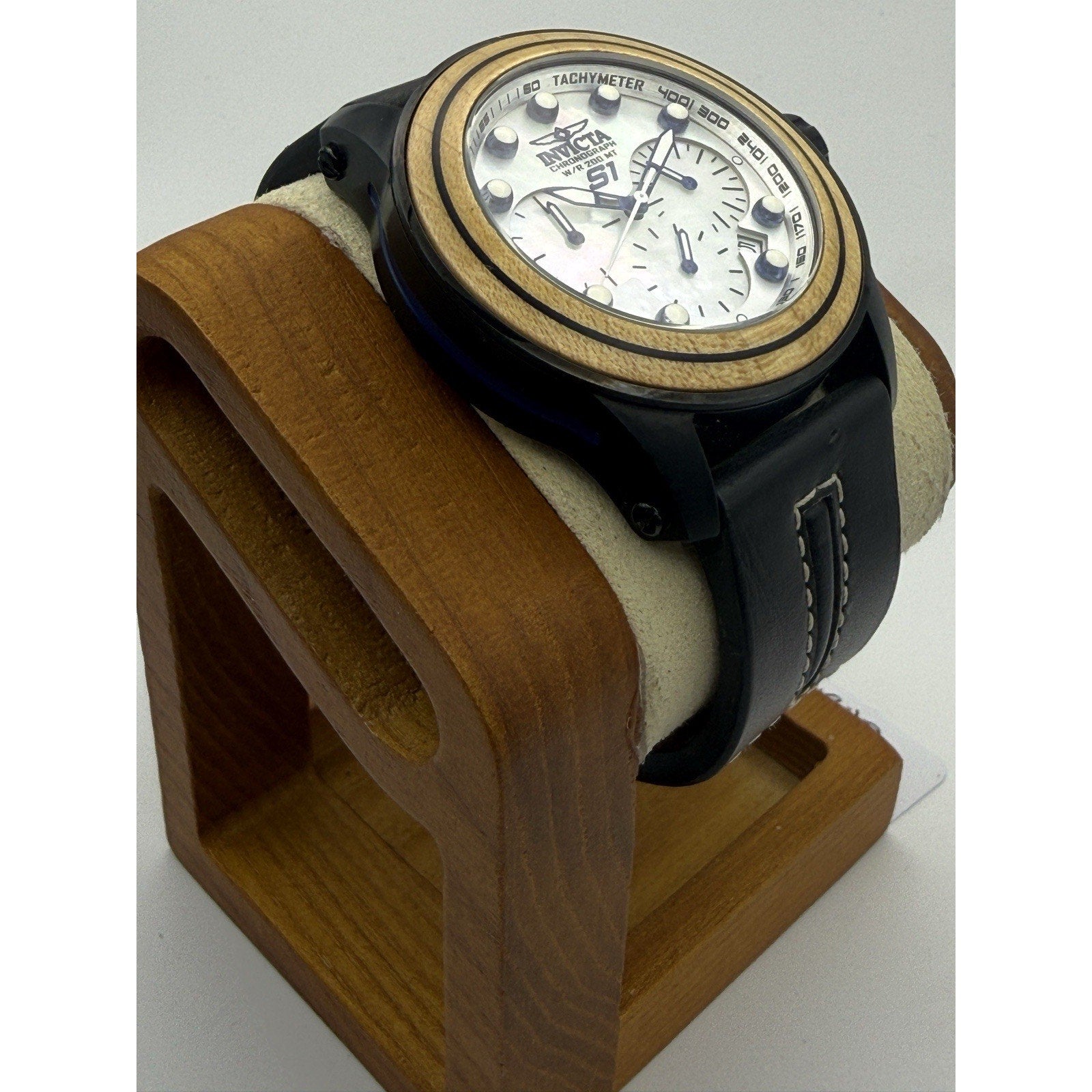 Invicta S1 Rally 24414 Men’s Chronograph - Wood Inlay Bezel - MOP Dial - 48mm