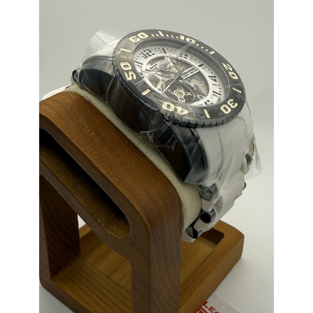NOS Swiss Legend Commander Skeleton Automatic White SL-10068A-GM-02 50mm NEW
