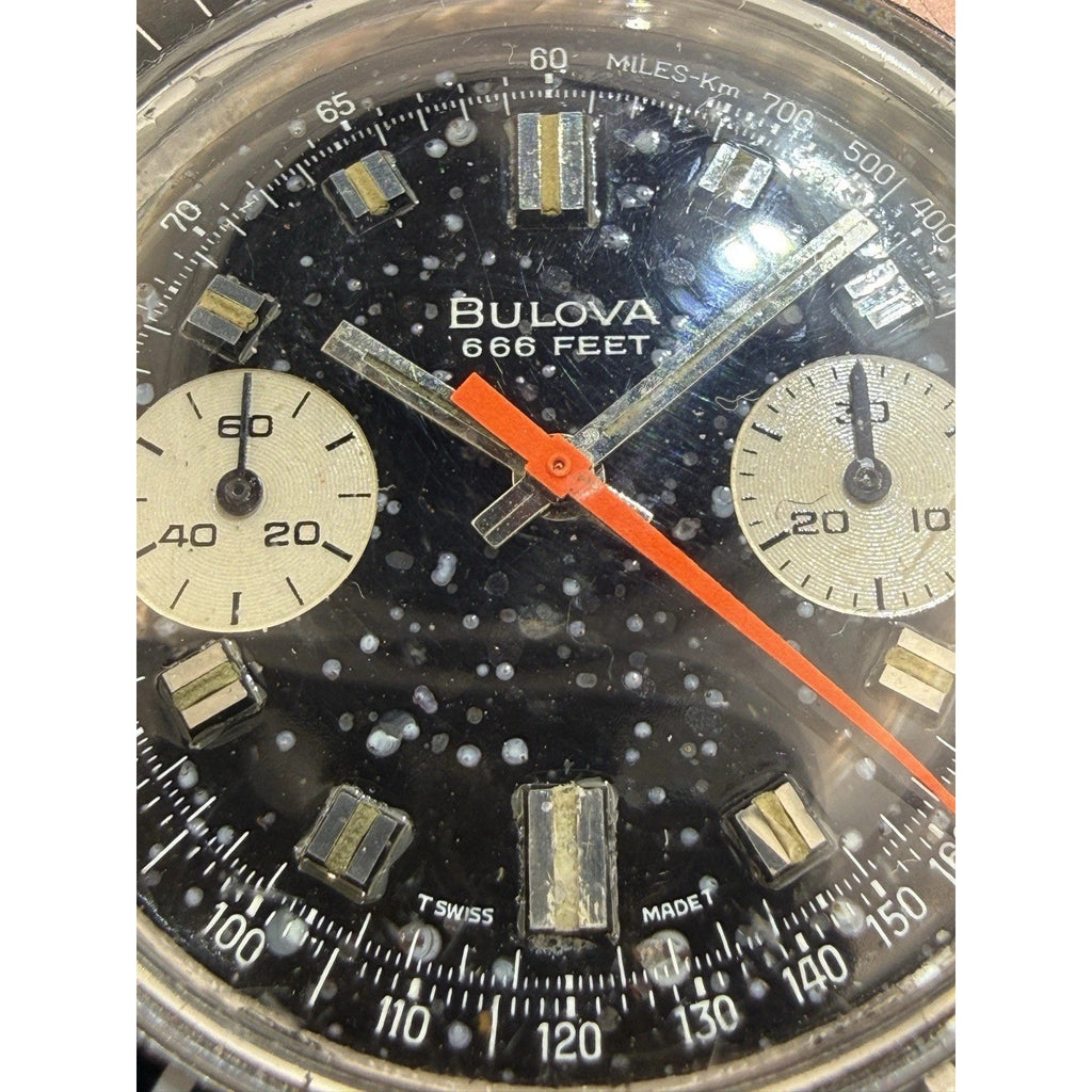 Vintage 1972 Bulova Deep Sea Chronograph B 666 Devil Diver Valjoux 7733 Patina N
