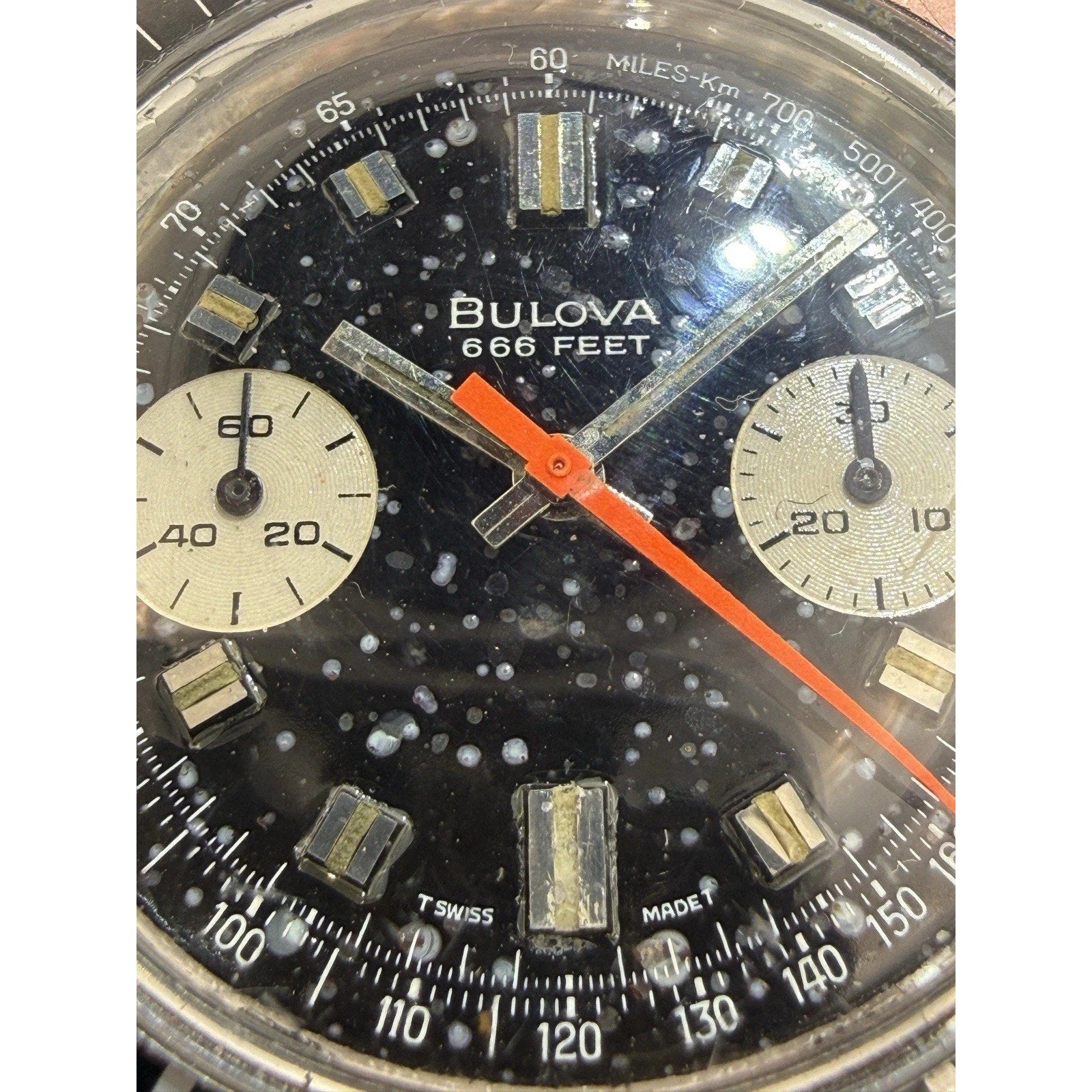 Vintage 1972 Bulova Deep Sea Chronograph B 666 Devil Diver Valjoux 7733 Patina N
