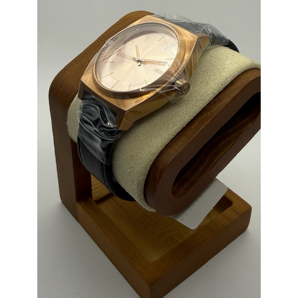 Nixon Time Teller Watch Rose Gold Black Leather NEW A045 1932 37mm Unisex 100m